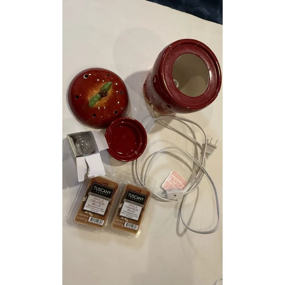 Working Scentsy Big Apple full sized Warmer w Tuscany Wax Melts - retired model